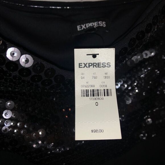 NWT Express sequin black jumpsuit size 0 - Picture 4 of 5